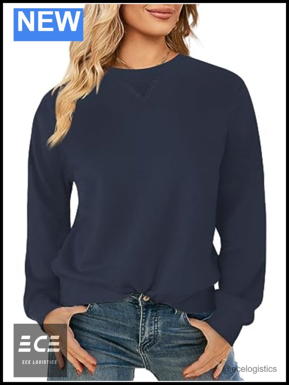 Women's Cotton Crew Neck Long Sleeve Pullover Sweatshirt Casual Top